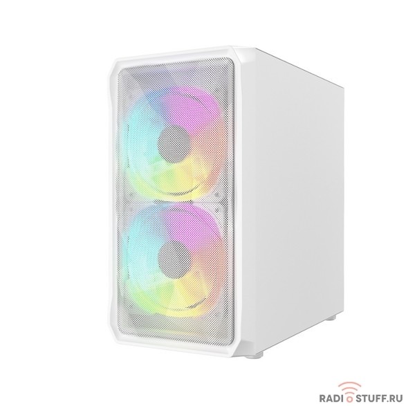 Powercase Mistral Micro A3B ARGB, Tempered Glass, 2x 140mm ARGB PWM+1x 120mm ARGB PWM, белый, mATX  (CMMAW-A3)